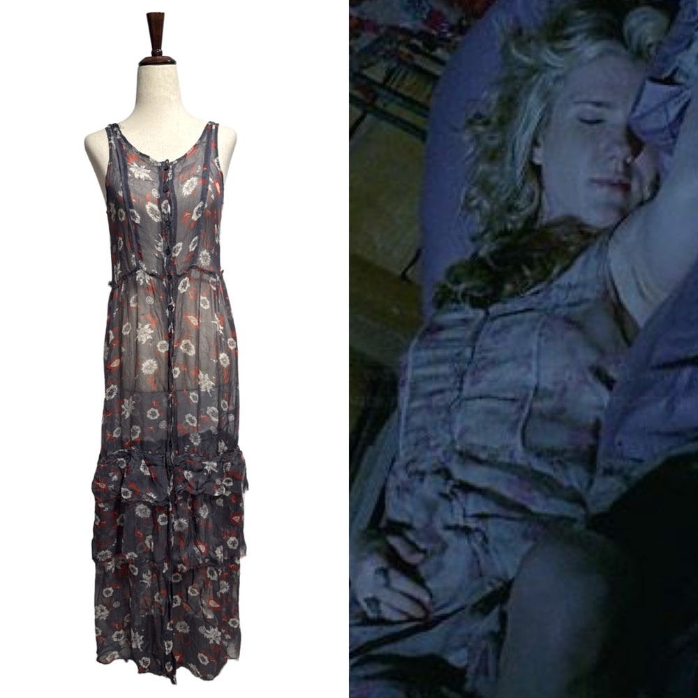 Free People • Intimately Lucy Button Front Floral Maxi Slip XS ASO Misty Day